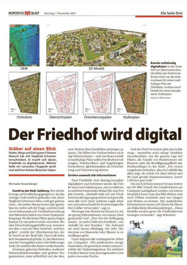 Presseartikel über 3D Fly e.U. zur Vermessung von Bestandsanlagen mittels Drohne und Erstellung digitaler 3D-Modelle